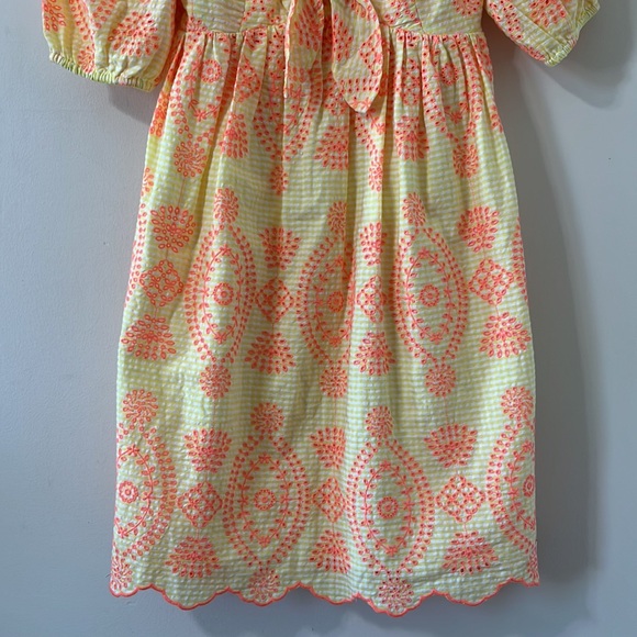 Lilly Pulitzer Sarafina Eyelet Babydoll Dress Calla Yellow Gingham NWT Size 2 - Picture 4 of 14